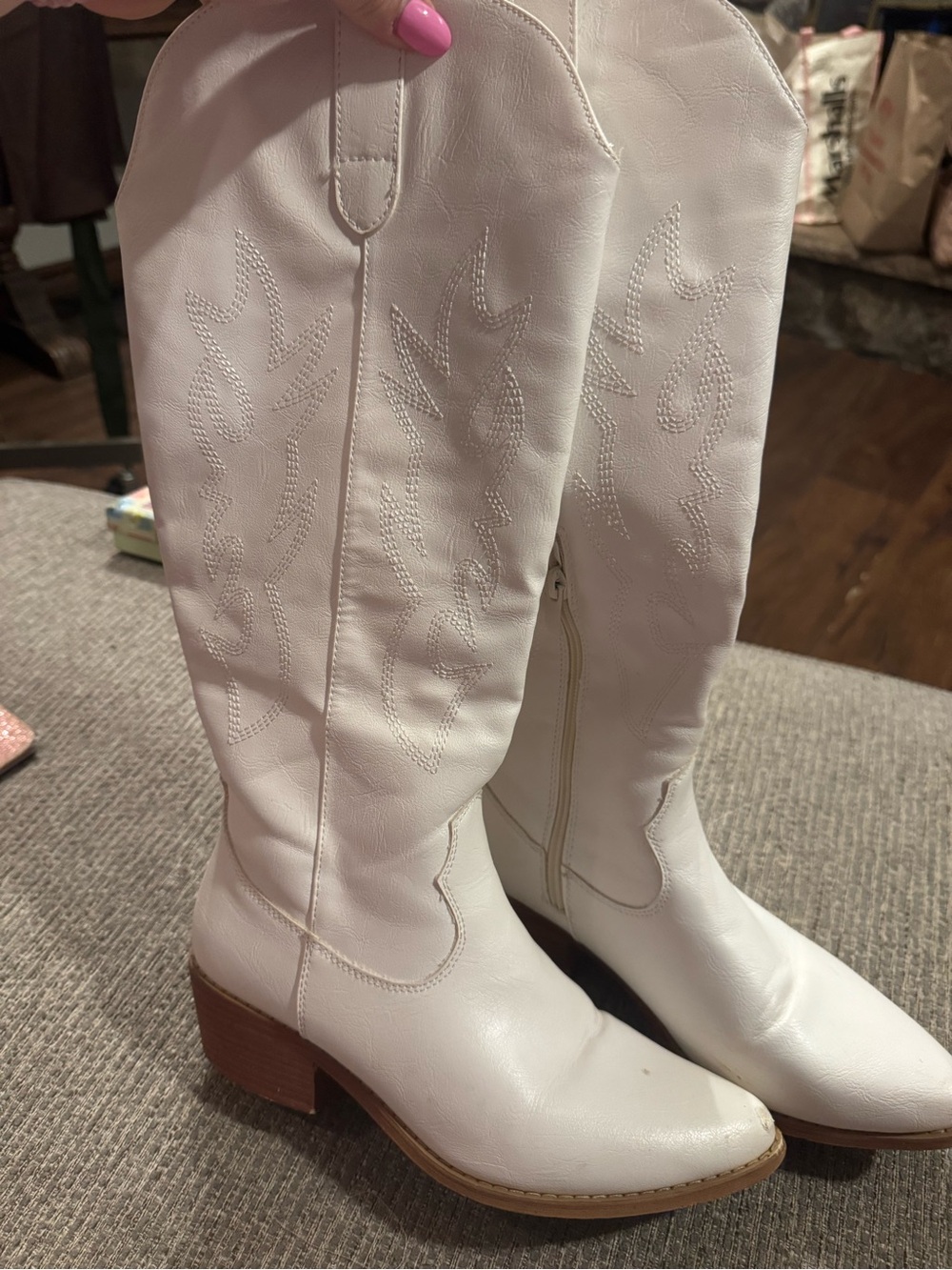 White cowgirl boots Women's Western Knee-High Boots